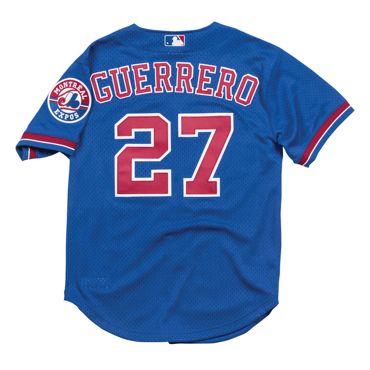 Mitchell and Ness MLB Montreal Expos Men's Mitchell and Ness 2002 Authentic Mesh BP Vladimir Guerrero #27 Jersey Royal