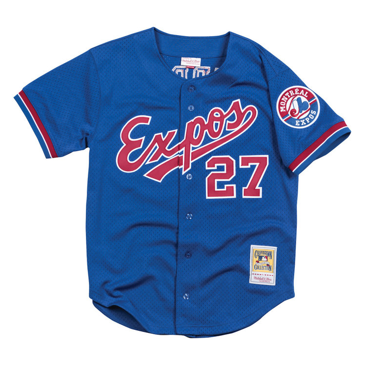 Mitchell and Ness MLB Montreal Expos Men's Mitchell and Ness 2002 Authentic Mesh BP Vladimir Guerrero #27 Jersey Royal