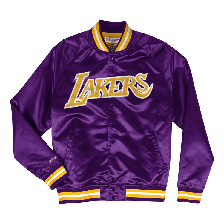 Mitchell and Ness LA Lakers M&N Lightweight Satin Jacket Purple