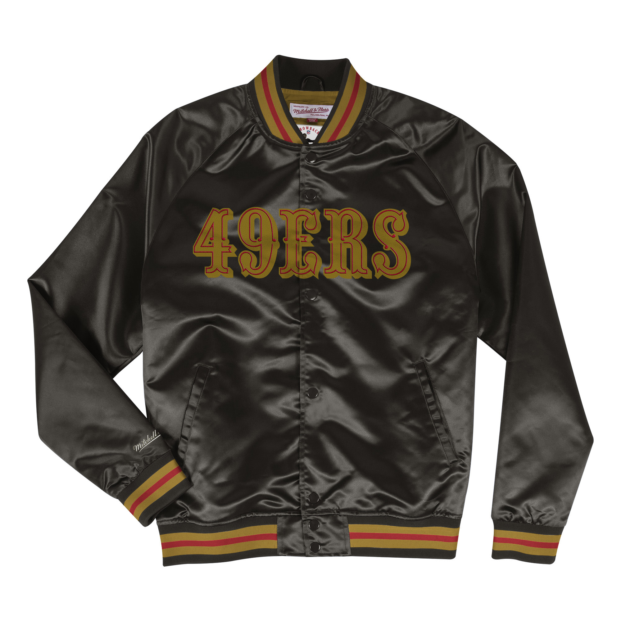 SF 49ers M&N Lightweight Satin Jacket Gold - The Locker Room of Downey