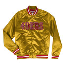 SF 49ers M&N Lightweight Satin Jacket Black Red - The Locker Room of Downey