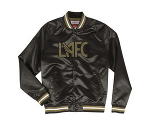 SF 49ers M&N Lightweight Satin Jacket Black Red - The Locker Room of Downey