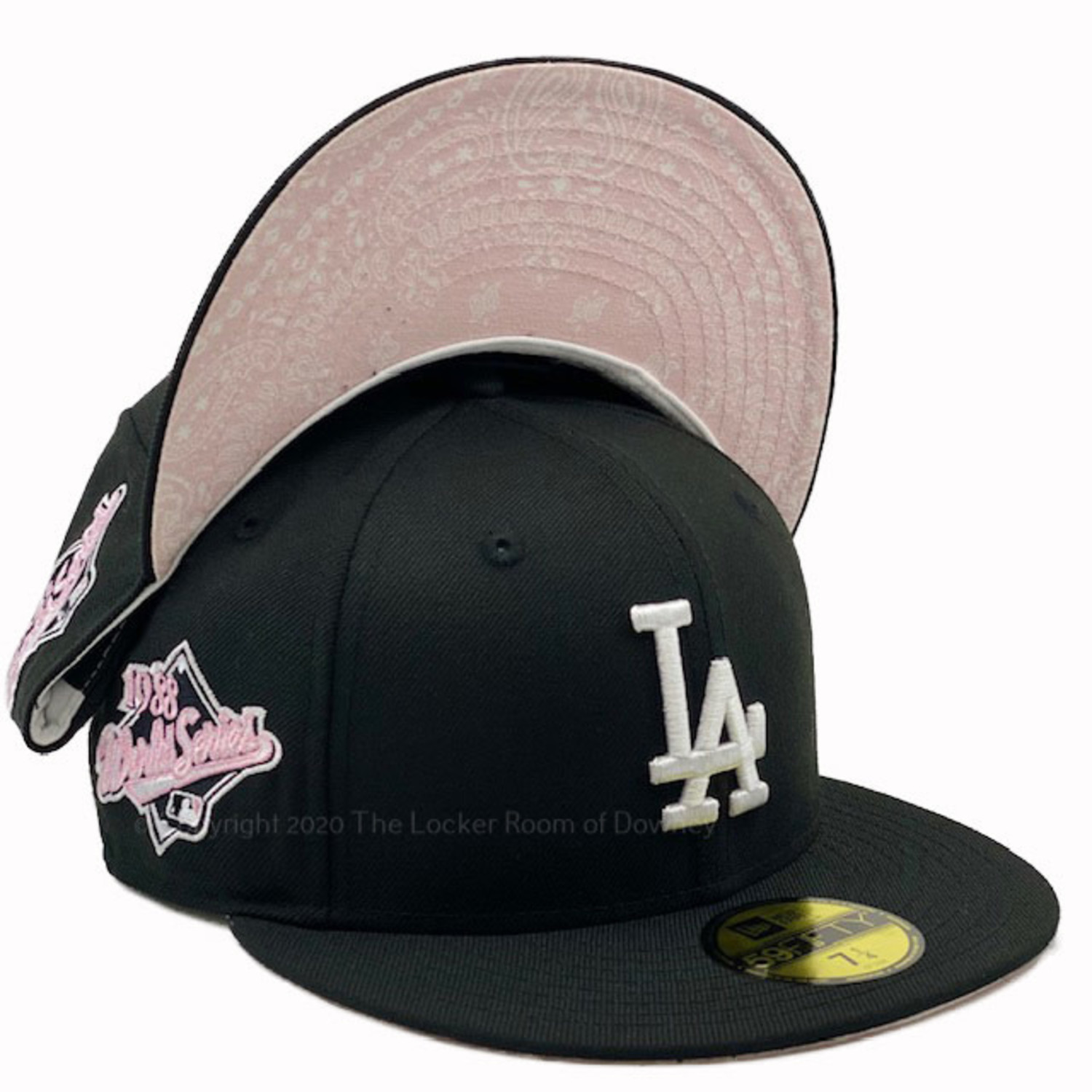 Los Angeles Dodgers New Era Fitted 59Fifty Pink Panther 88 WS Hat Cap Pink  UV