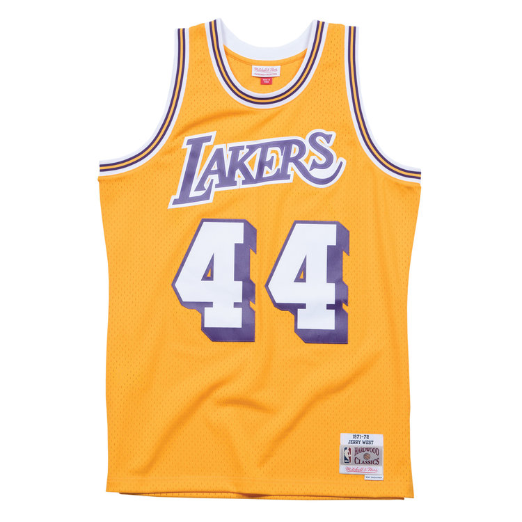 Mitchell and Ness LA Lakers Men's Mitchell & Ness 1971-72 Jerry West #44 Replica Swingman Jersey Gold