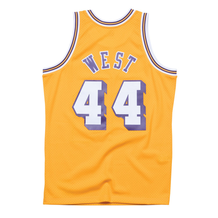 Mitchell and Ness LA Lakers Men's Mitchell & Ness 1971-72 Jerry West #44 Replica Swingman Jersey Gold