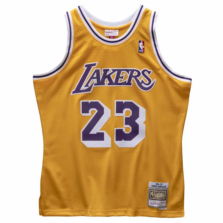 Mitchell and Ness LA Lakers Men's Mitchell & Ness 1994-95 Cedric Ceballos #23 Replica Swingman Jersey Gold