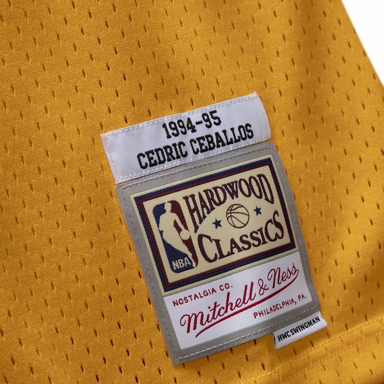 Mitchell and Ness LA Lakers Men's Mitchell & Ness 1994-95 Cedric Ceballos #23 Replica Swingman Jersey Gold