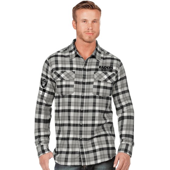 Pittsburgh Steelers Antigua Women's Ease Flannel Button-Up Long Sleeve  Shirt - Black/Gray