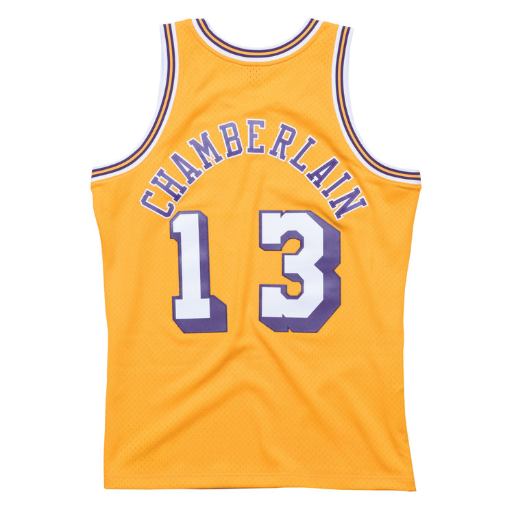 Mitchell and Ness LA Lakers Men's Mitchell & Ness 1971-72 Wilt Chamberlain #13 Replica Swingman Jersey Gold