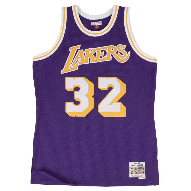Mitchell and Ness LA Lakers Men's Mitchell & Ness 1984-85 Magic Johnson #32 Swingman Jersey Purple