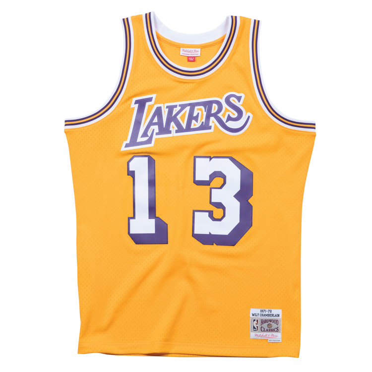 Mitchell and Ness LA Lakers Men's Mitchell & Ness 1971-72 Wilt Chamberlain #13 Replica Swingman Jersey Gold