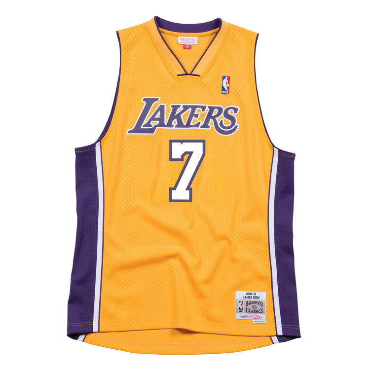 Mitchell and Ness LA Lakers Men's Mitchell & Ness 2009-10 Lamar Odom #7 Replica Swingman Jersey Gold