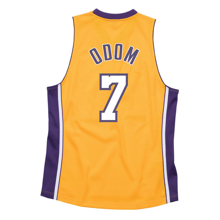 Mitchell and Ness LA Lakers Men's Mitchell & Ness 2009-10 Lamar Odom #7 Replica Swingman Jersey Gold