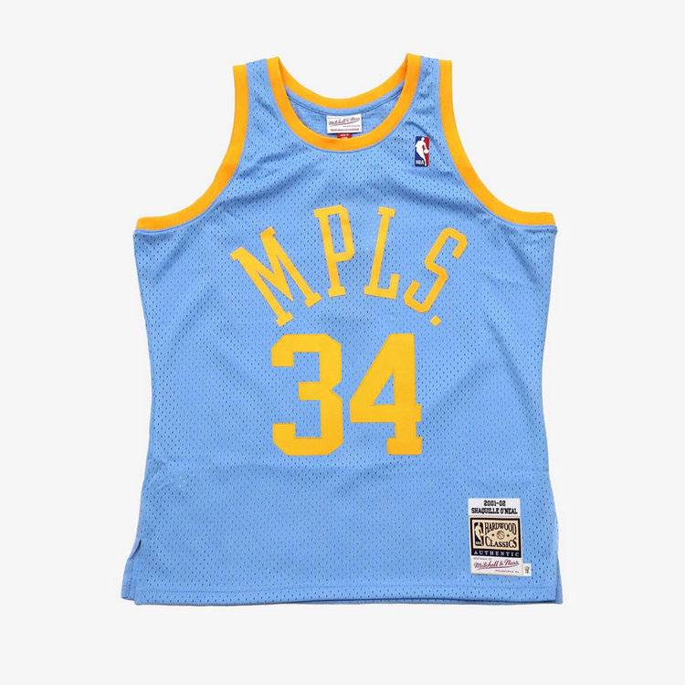 Mitchell and Ness LA Lakers Men's Mitchell & Ness 2001-2002 Shaquille O'Neal #34 Replica Swingman MPLS Light Blue