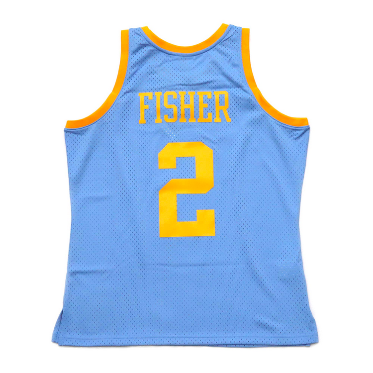 Mitchell and Ness LA Lakers Men's Mitchell & Ness 2001-2002 Derek Fisher #2 Replica Swingman MPLS Light Blue