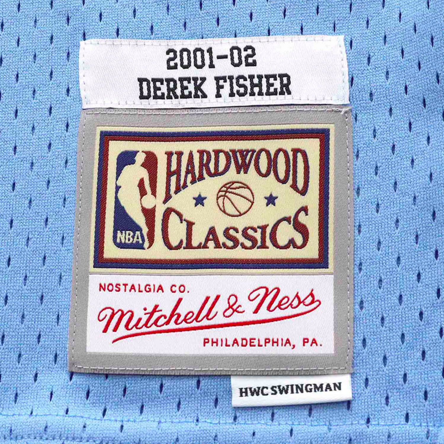 Men's Los Angeles Lakers Derek Fisher Mitchell & Ness Powder Blue 2001-02 Hardwood Classics Swingman Jersey