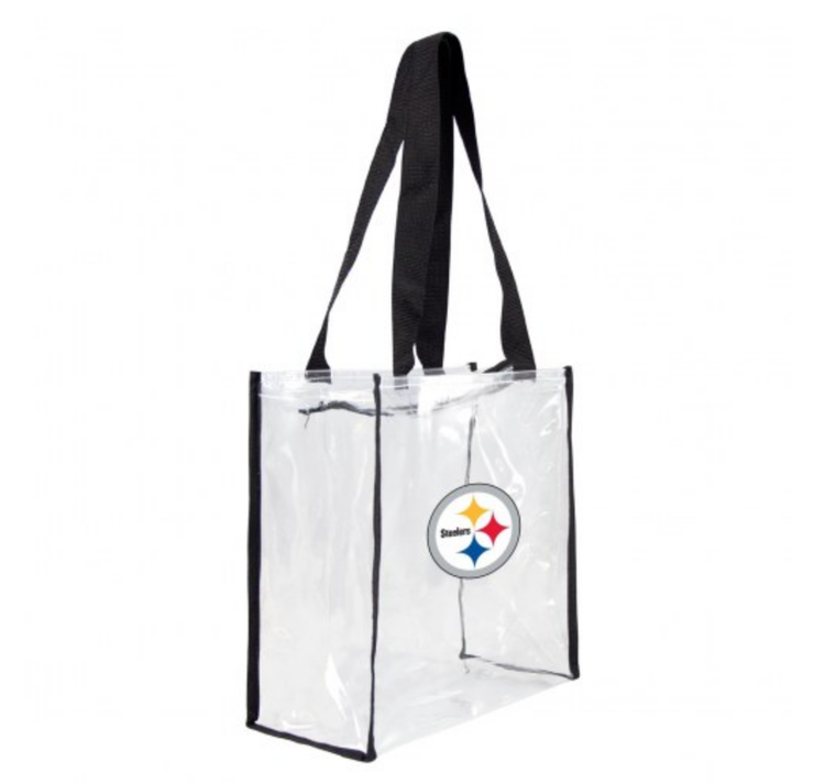 Little Earth NFL Clear Square Stadium Tote Steelers