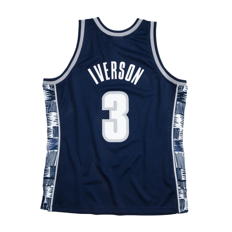 Mitchell and Ness Georgetown Men's Mitchell & Ness 1995-1996 Allen Iverson #3 Replica Swingman Jersey Navy