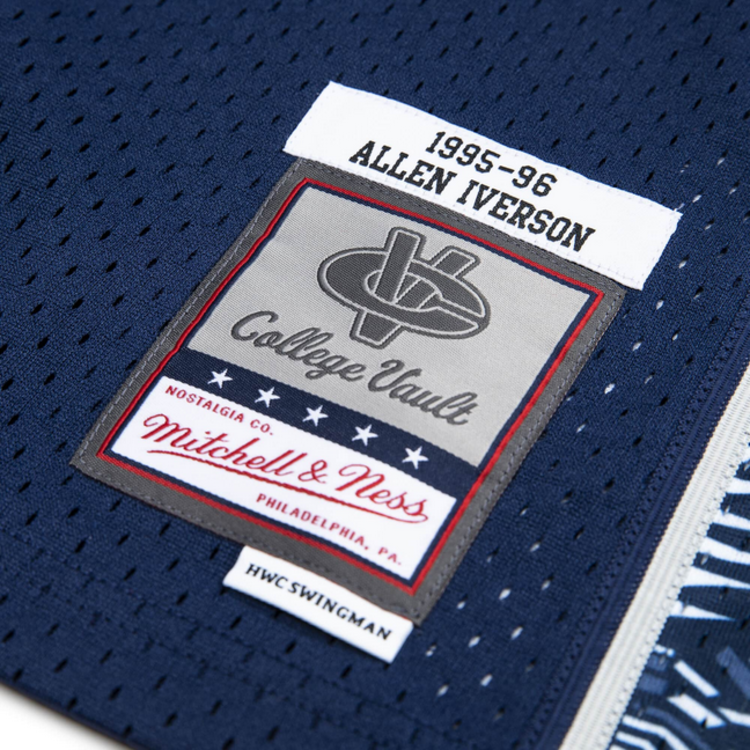 Mitchell and Ness Georgetown Men's Mitchell & Ness 1995-1996 Allen Iverson #3 Replica Swingman Jersey Navy