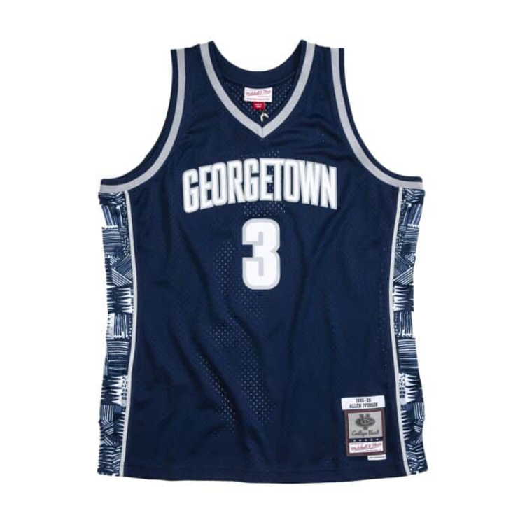 Mitchell and Ness Georgetown Men's Mitchell & Ness 1995-1996 Allen Iverson #3 Replica Swingman Jersey Navy