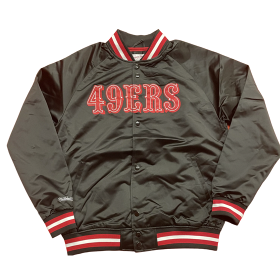 SF 49ers M&N Heavyweight Satin Jacket Red - The Locker Room of Downey
