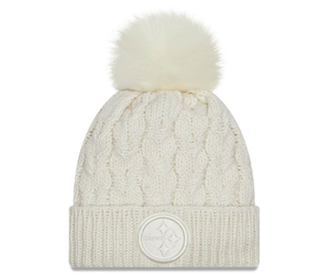 Pittsburgh Steelers W Flurry Knit Ivory w/Removable Pom - The