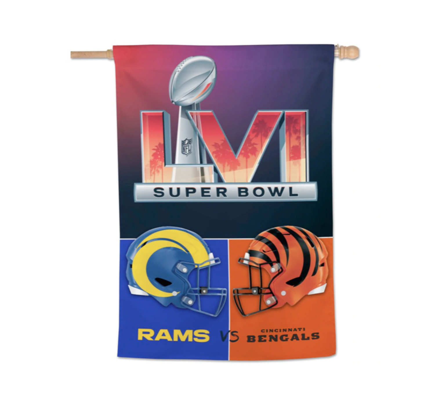 Wincraft NFL Dueling SBLVI Bound Vertical Flag - Rams v Bengals