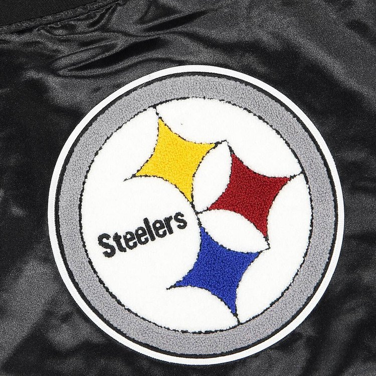 Mitchell and Ness Steelers M&N Men's Double Clutch Lightweight Satin Jacket Black