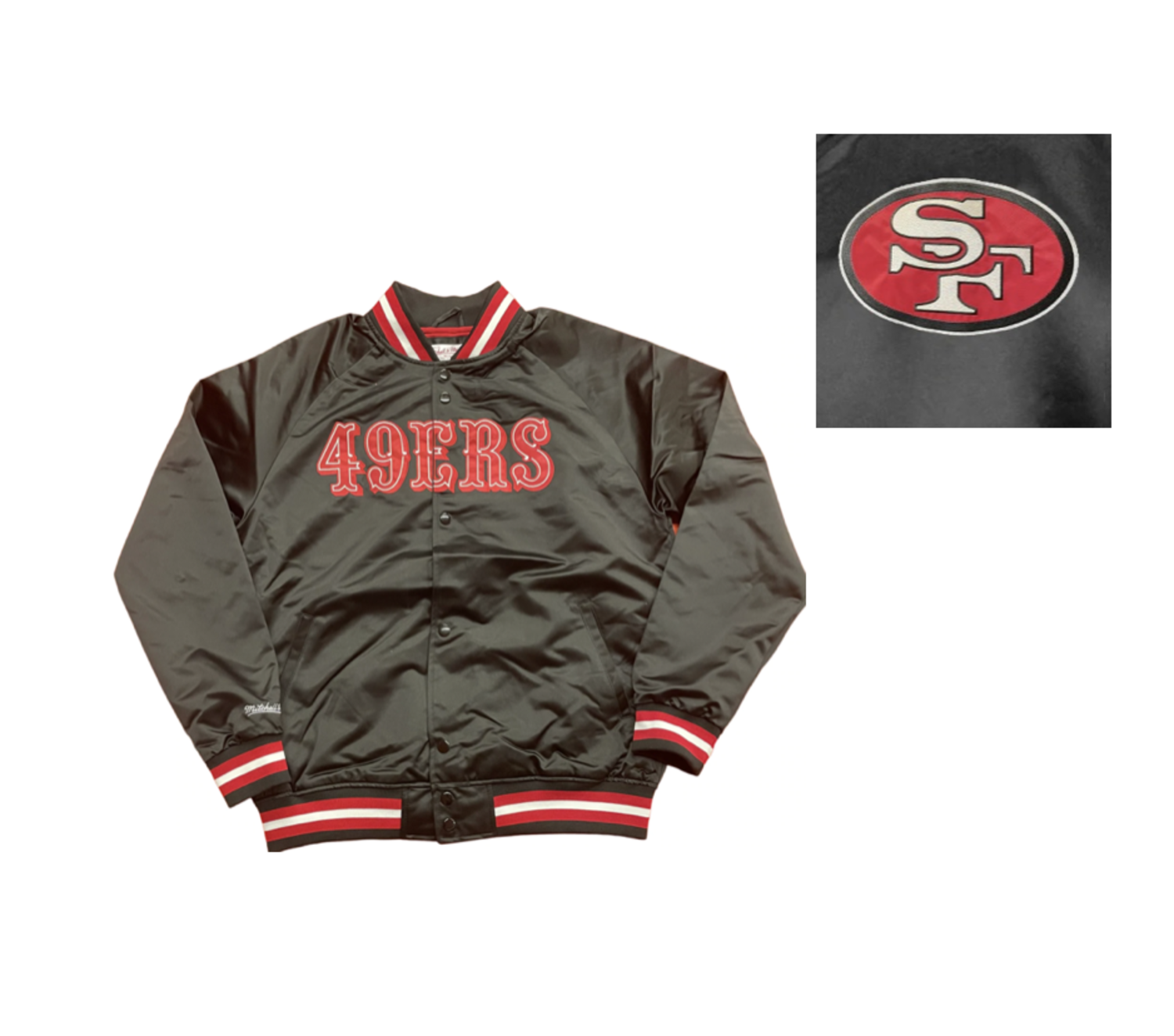 Women's Mitchell & Ness Black San Francisco 49ers Mesh Frontline Full-Snap  Jacket