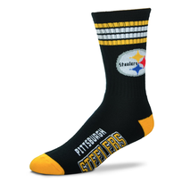For Bare Feet Sportswear NFL Men's 4 Stripe Deuce Socks Pittsburgh Steelers Large