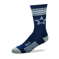 For Bare Feet Sportswear NFL Men's 4 Stripe Deuce Socks Cowboys Large