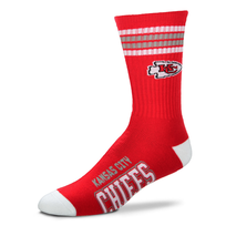For Bare Feet Sportswear NFL Men's 4 Stripe Deuce Socks Chiefs Large