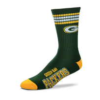 For Bare Feet Sportswear NFL Men's 4 Stripe Deuce Socks Packers Large