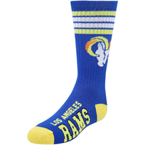 For Bare Feet Sportswear NFL Men's 4 Stripe Deuce Socks Los Angeles Rams LA Large