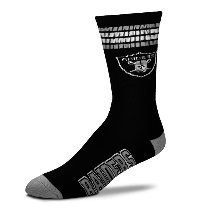 For Bare Feet Sportswear NFL Men's 4 Stripe Deuce Socks Raiders Large