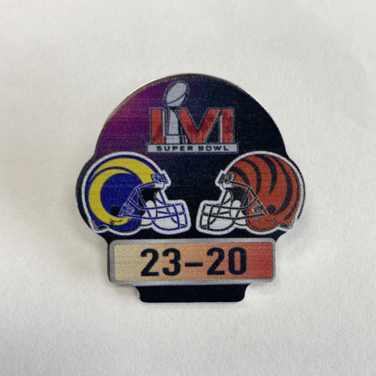 Aminco Lapel Pin Aminco NFL SBLVI Final Score Dueling Rams v Bengals