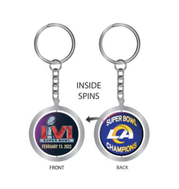 Aminco Metal Spinner Keychain - LA Rams SBLVI Champions