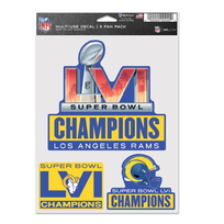 Wincraft LA Rams SBLVI Champ Trophy 3 Fan Pack Multi-Use Decal