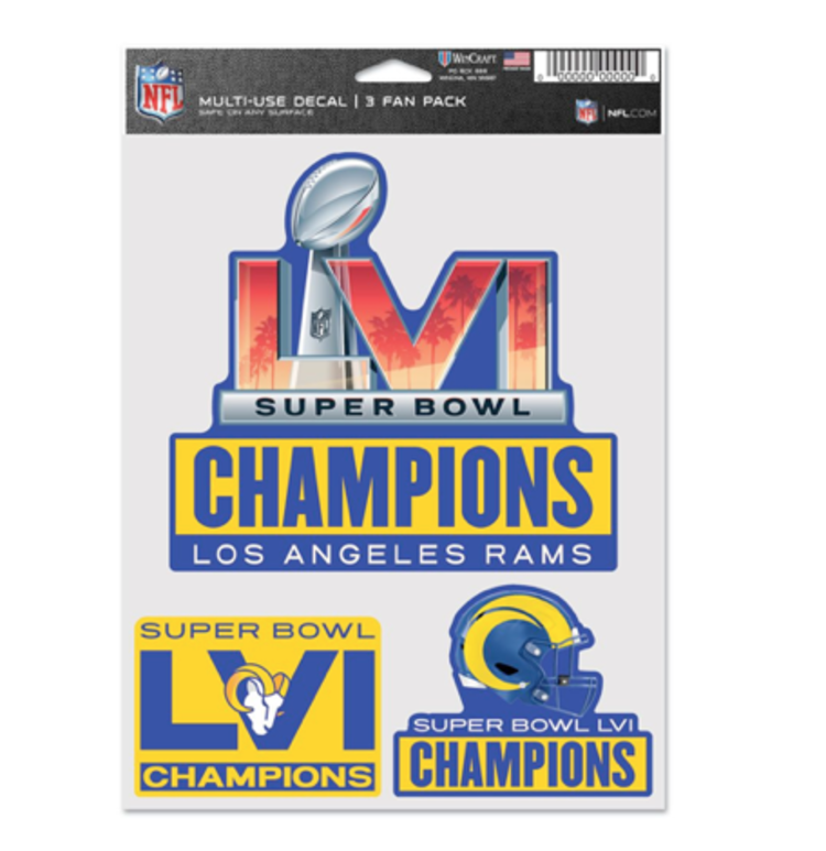 Wincraft LA Rams SBLVI Champ Trophy 3 Fan Pack Multi-Use Decal