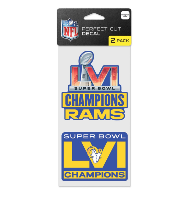Wincraft Set of 2 4x4 Decals NFL Rams SBLVI Champions