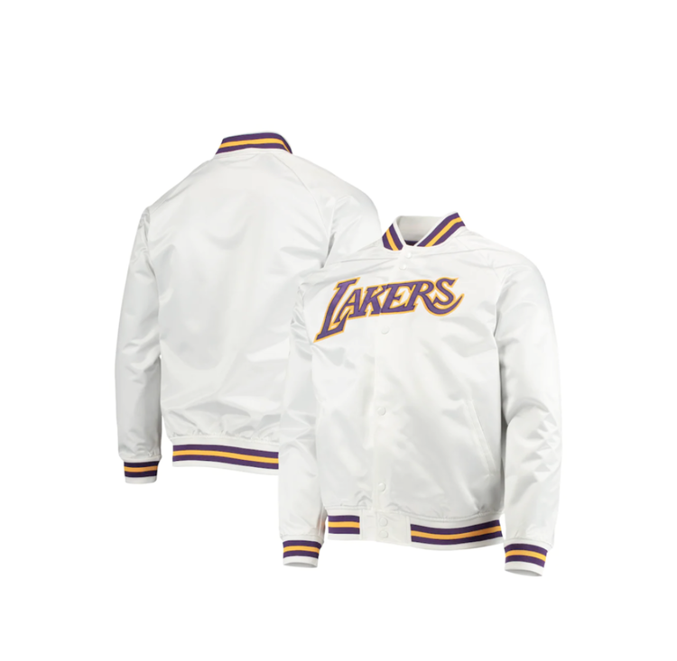 Mitchell and Ness LA Lakers M&N Lightweight Satin Jacket White