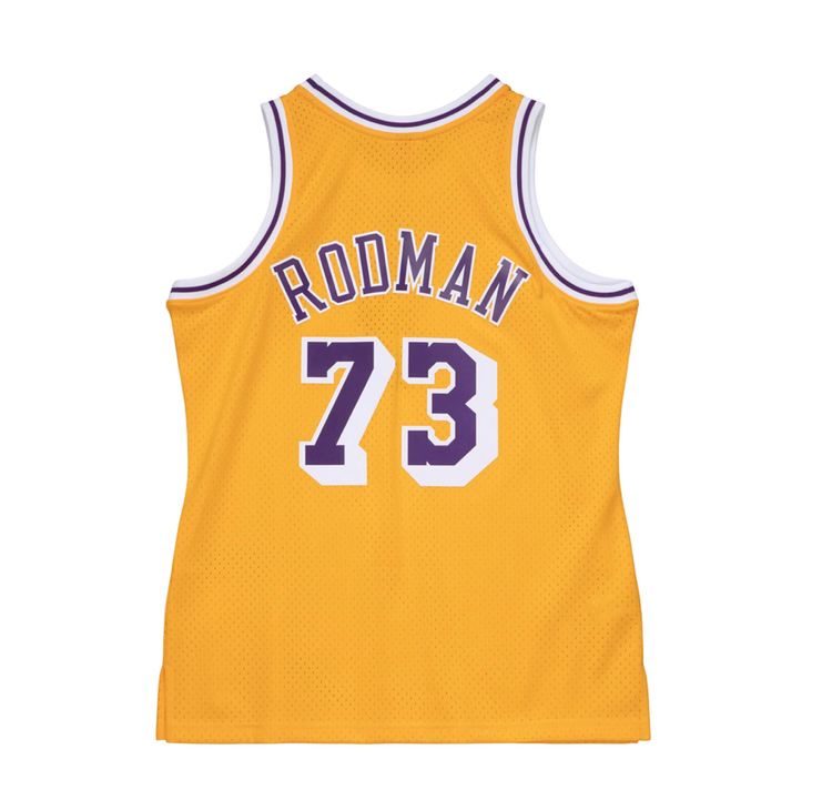 Mitchell and Ness LA Lakers Men's Mitchell & Ness 1998 Dennis Rodman #73 Replica Swingman Gold