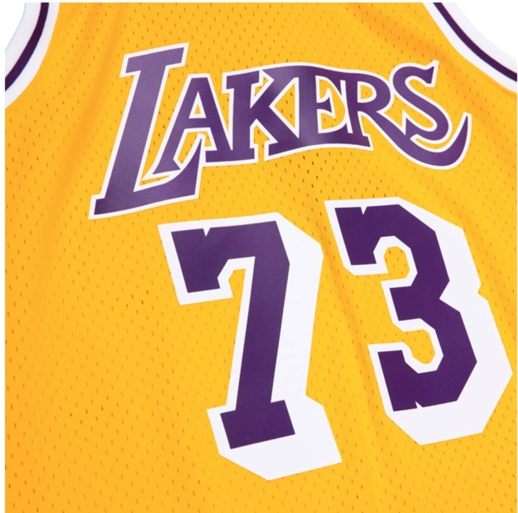 Mitchell and Ness LA Lakers Men's Mitchell & Ness 1998 Dennis Rodman #73 Replica Swingman Gold