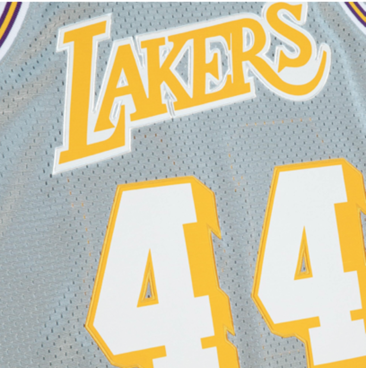 Mitchell and Ness LA Lakers Men's M&N 75th Silver Anniversary Jerry West #44 Swingman Jersey
