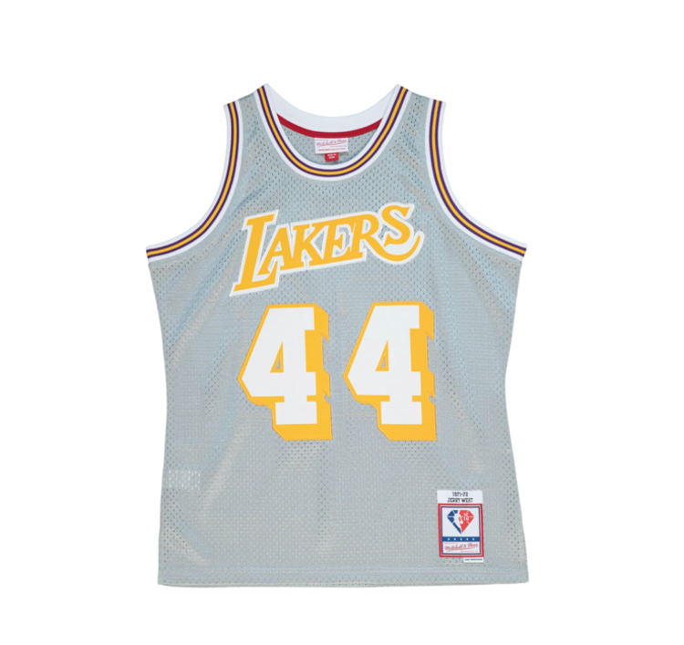 Mitchell and Ness LA Lakers Men's M&N 75th Silver Anniversary Jerry West #44 Swingman Jersey
