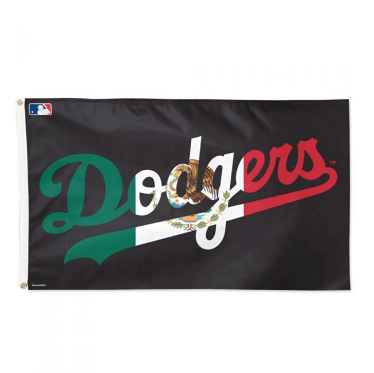 Wincraft MLB LA Dodgers Black Wordmark MX Flag Background Deluxe 3'x5' Flag