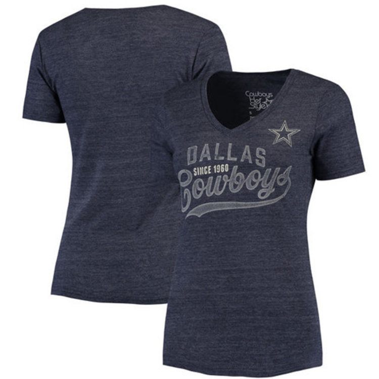 DCM Dallas Cowboys W Elle V Neck Heather Navy