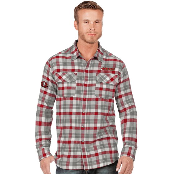 San Francisco 49ers Antigua Industry Flannel Button-Up Shirt Jacket - Black