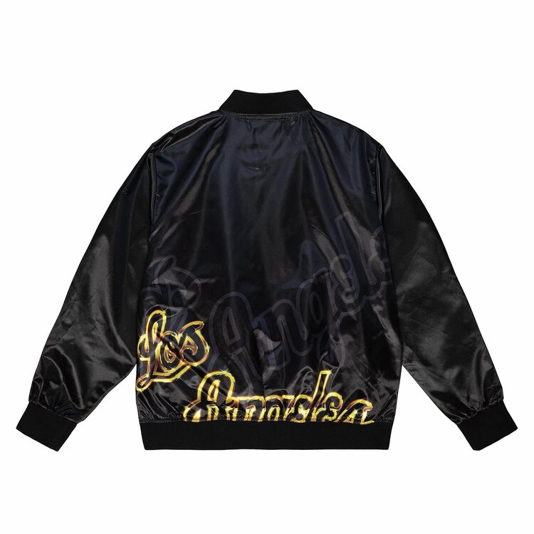 Mitchell and Ness LA Lakers M&N Big Face 4.0 Satin Jacket Black
