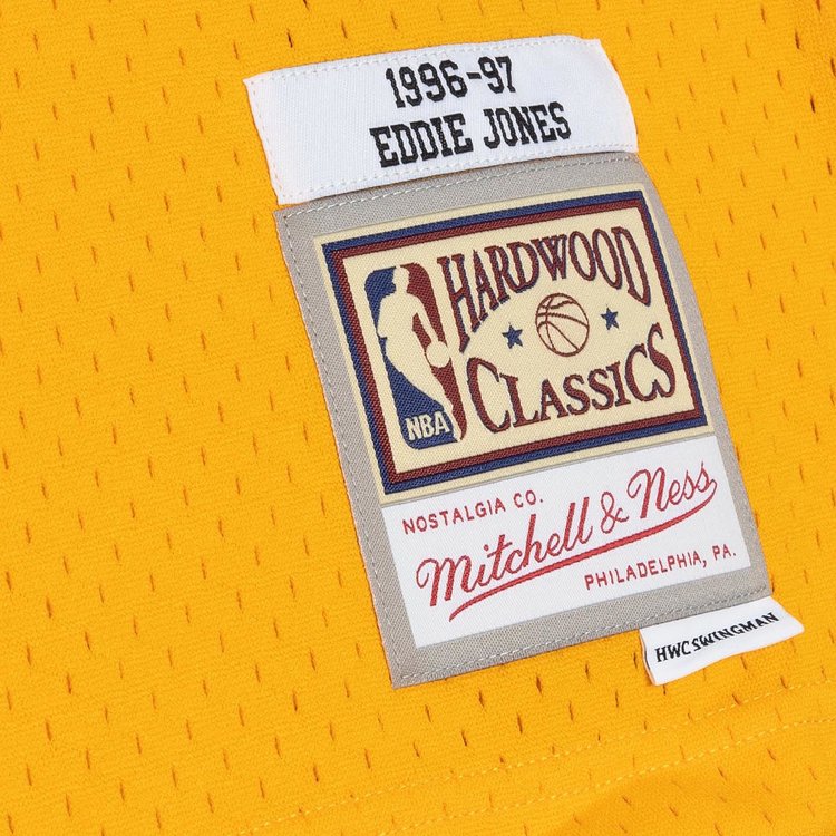 Mitchell and Ness LA Lakers M&N Men's 1996 Eddie Jones #6 Swingman Jersey Gold
